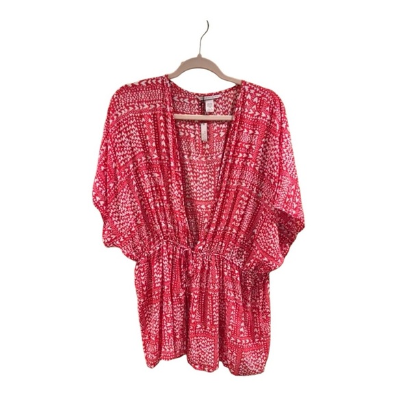 Victoria’s Secret Romantic Short Kimono Robe Red White Hearts - Picture 3 of 11